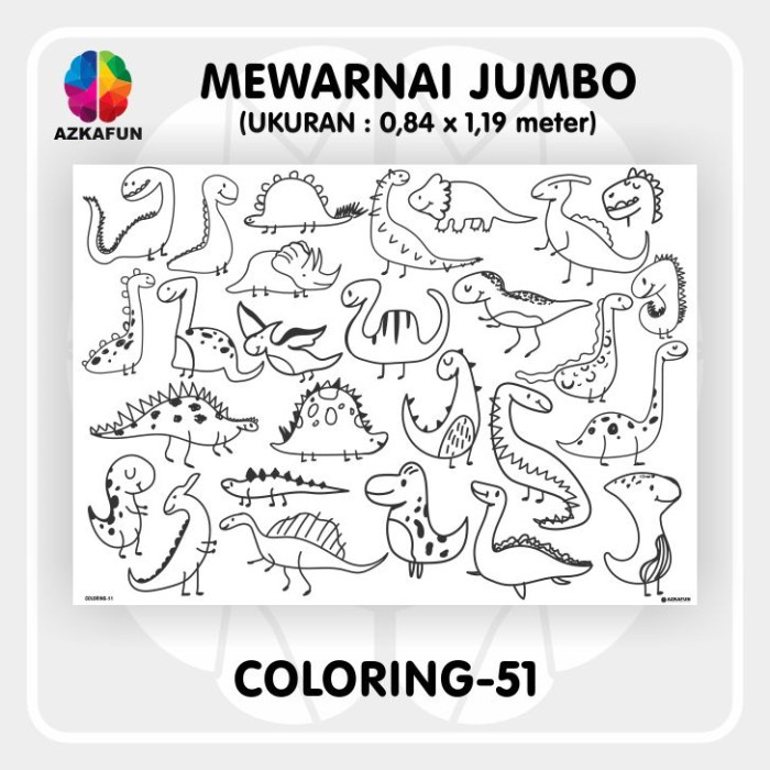 

Buku Gambar Kertas Mewarnai Jumbo Dinosaurus - Mewarnai Besar - Giant Coloring