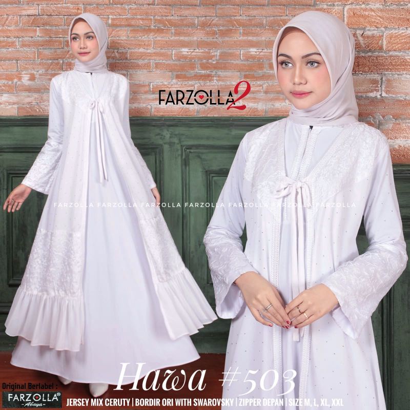 BEST SELLER ABAYA Hawa 503 by farzolla / gamis putih / new abaya turkey white / baju muslim pengajia