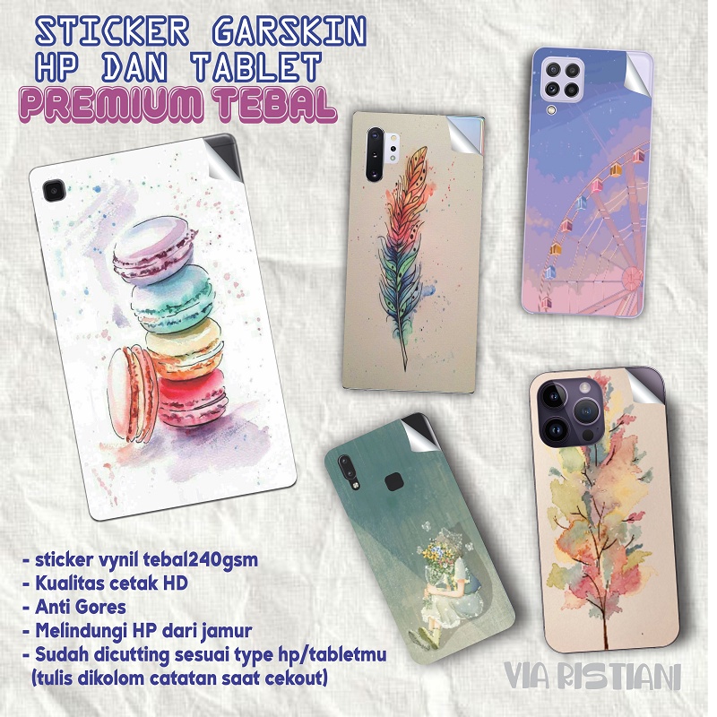 Garskin Skin HP Stiker Anti Jamur Iphone  Vivo Oppo Realme Redmi Samsung Huawei  Samsung  Stiker Pelindung All Type Handphone Tablet Water Colour