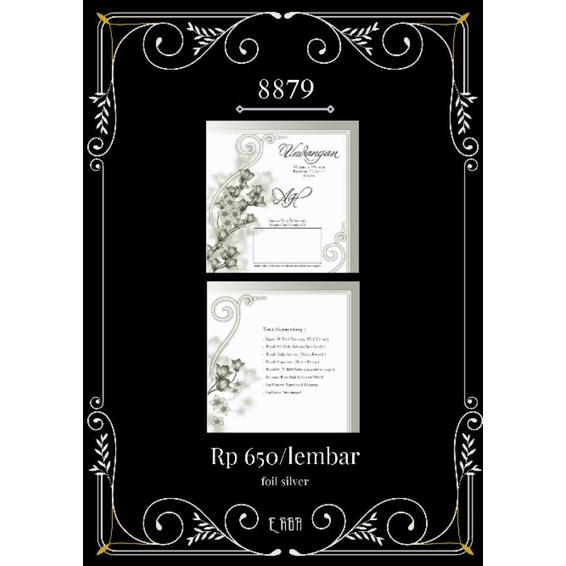 ERBA 8879 UNDANGAN NIKAH MURAH BLANGKO+PLASTIK PER PACK ISI 50 PCS