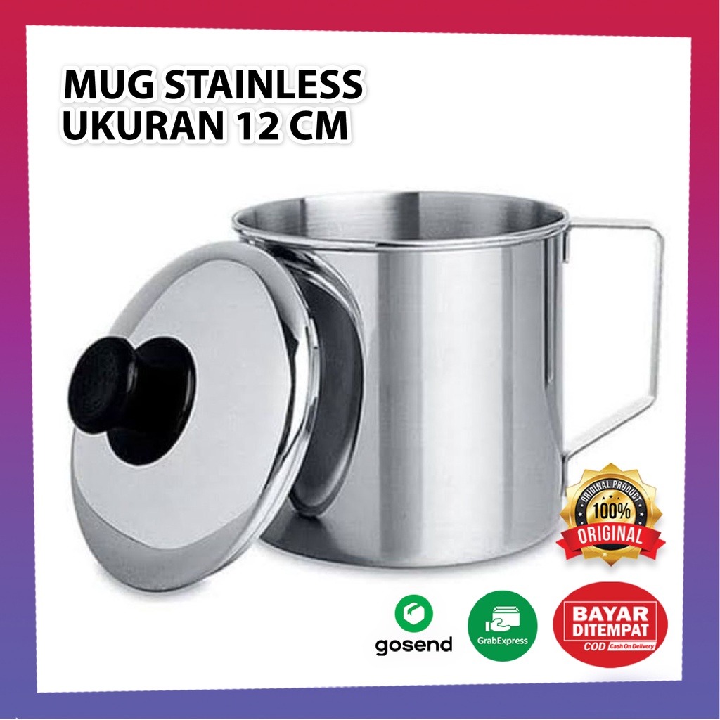 MUG TUTUP STAINLESS JADUL Kecil Tahan Panas Cangkir Kopi Coffee Mug Mugs Custom Handmade Souvenir Ge