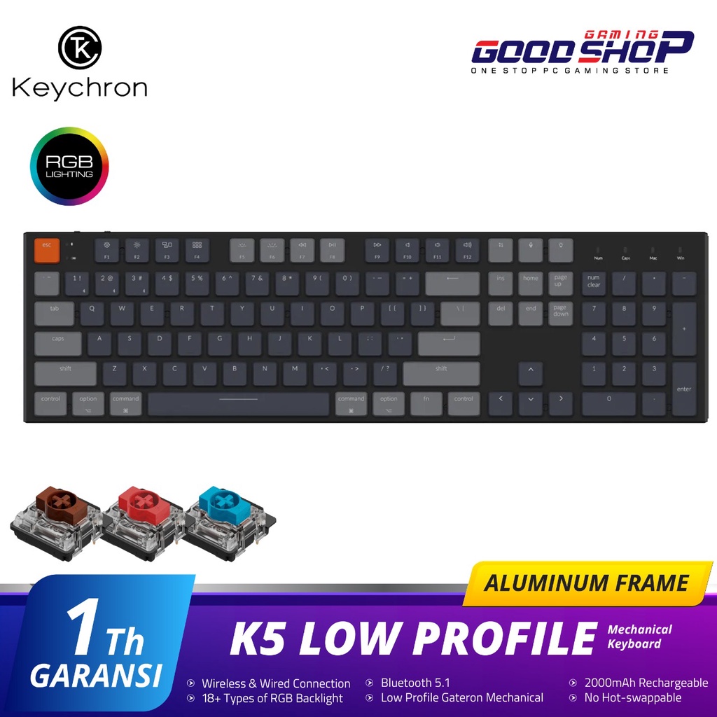 Keychron K5 Full SIze RGB Backlight Gateron Mechanical Aluminum Body