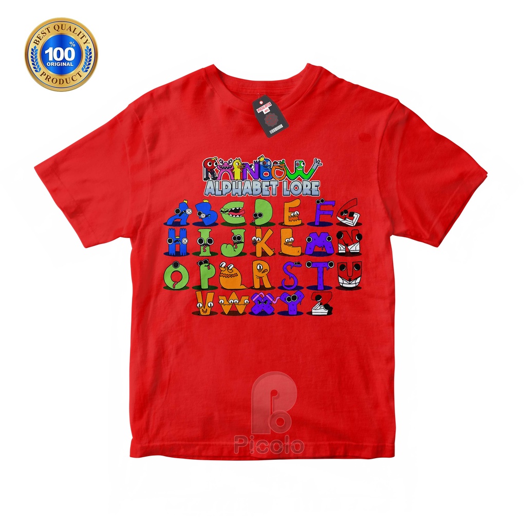 (FREE NAMA) BAJU KAOS ATASAN ANAK MOTIF ALPHABET RAINBOW FRIENDS UNISEX Bahan COTTUN