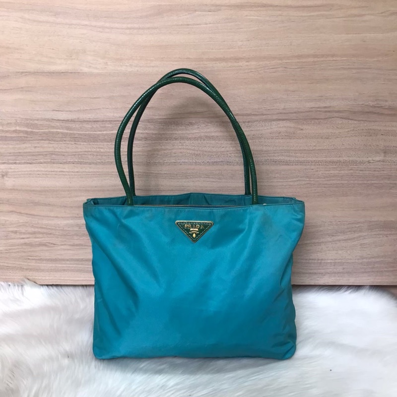 prada bag tote blue