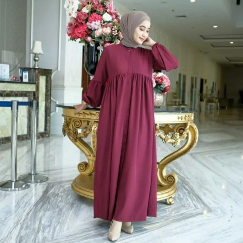 [BISA COD] Terlaris gamis FELY Motif polos|| Longdres Pakaian