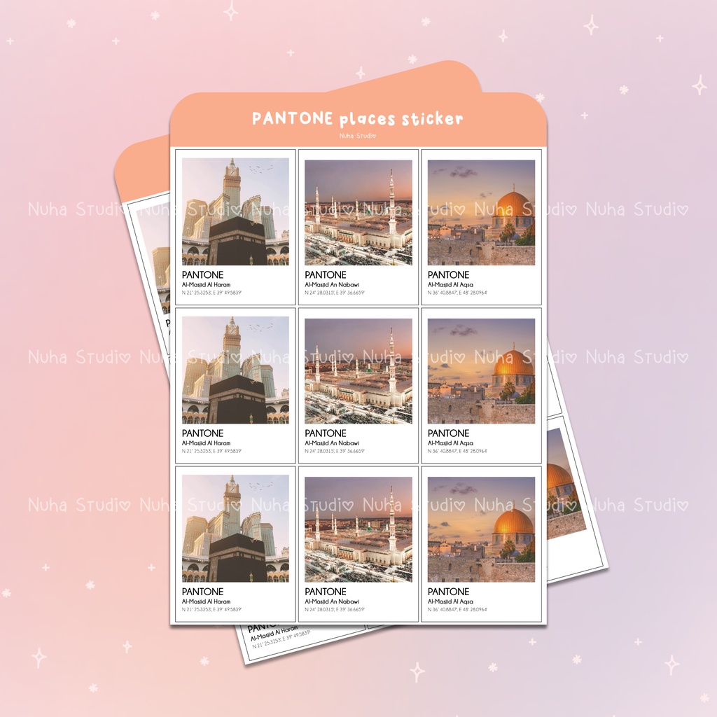 

Pantone Places Sticker PANTONE Islamic places Waterproof Scrapbook Diary Journal Aesthetic Stiker