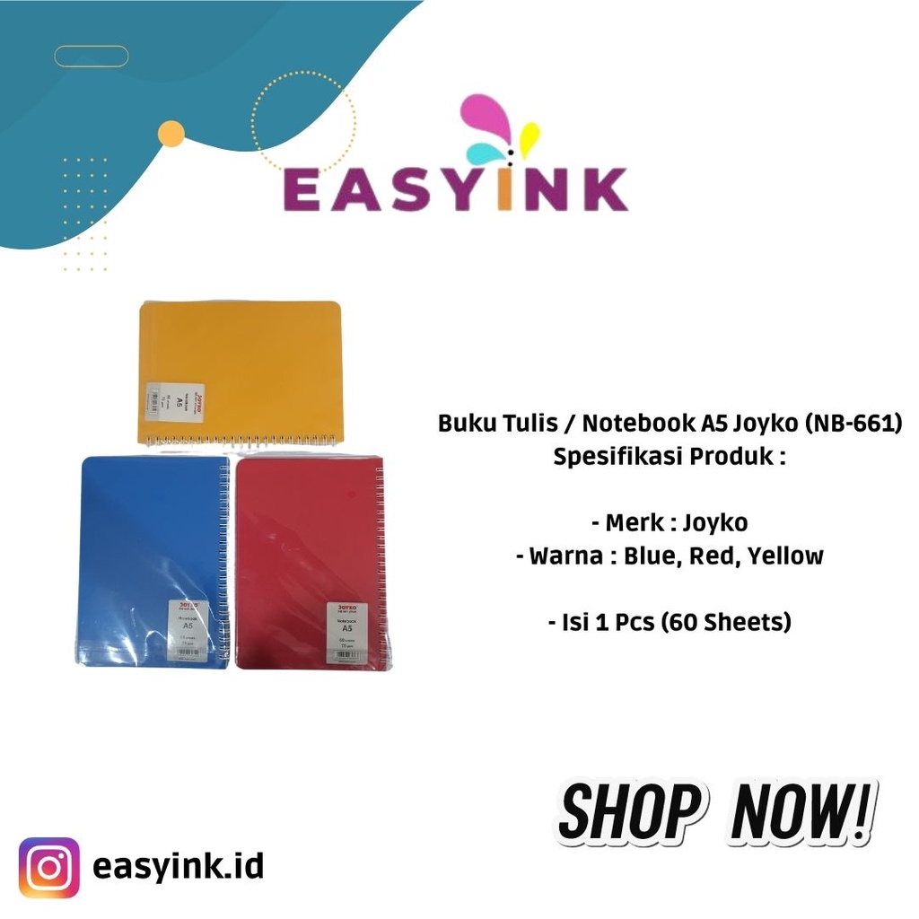 

Notebook A5 / Diary Agenda Buku Catatan Bergaris Joyko NB-661