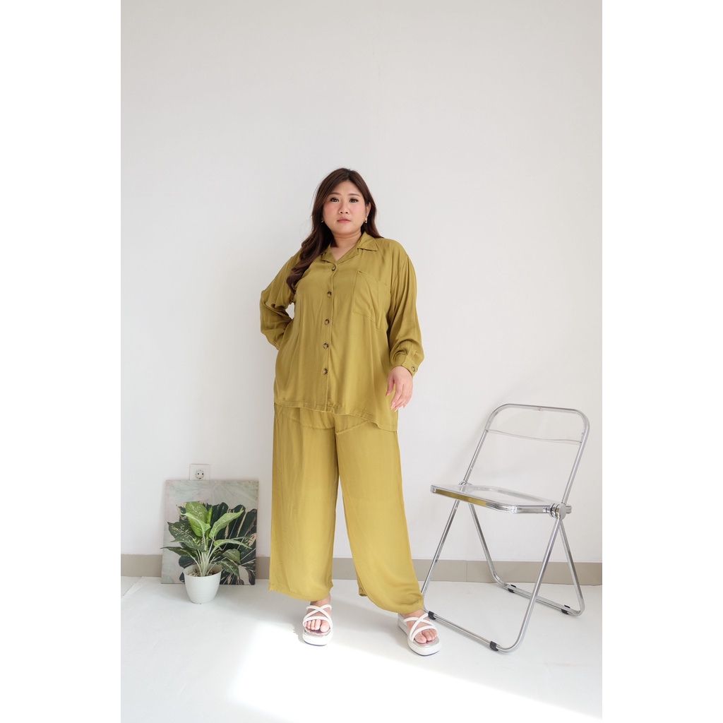 BIGWELL.ID MOZIA SET POLOS  - SETELAN WANITA BIG SIZE / SETELAN JUMBO / PIYAMA RAYON