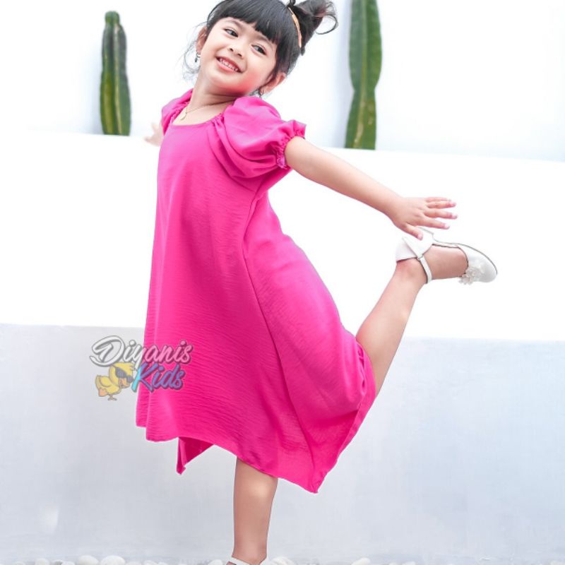 SIMPLE DRESS-Dress anak dan ibu bahan crincle airflow