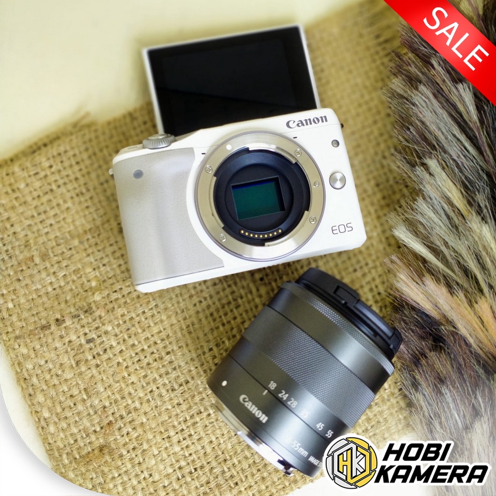 Jual kamera mirrorless canon m3 lensa 1855mm Wifi Touchscreen cocok