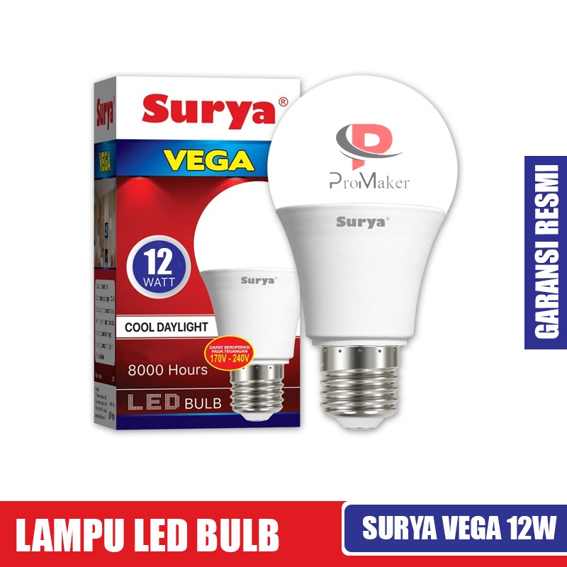 Lampu Led Bulb Surya Vega 12 Watt Cool Day Light Putih SNI Original