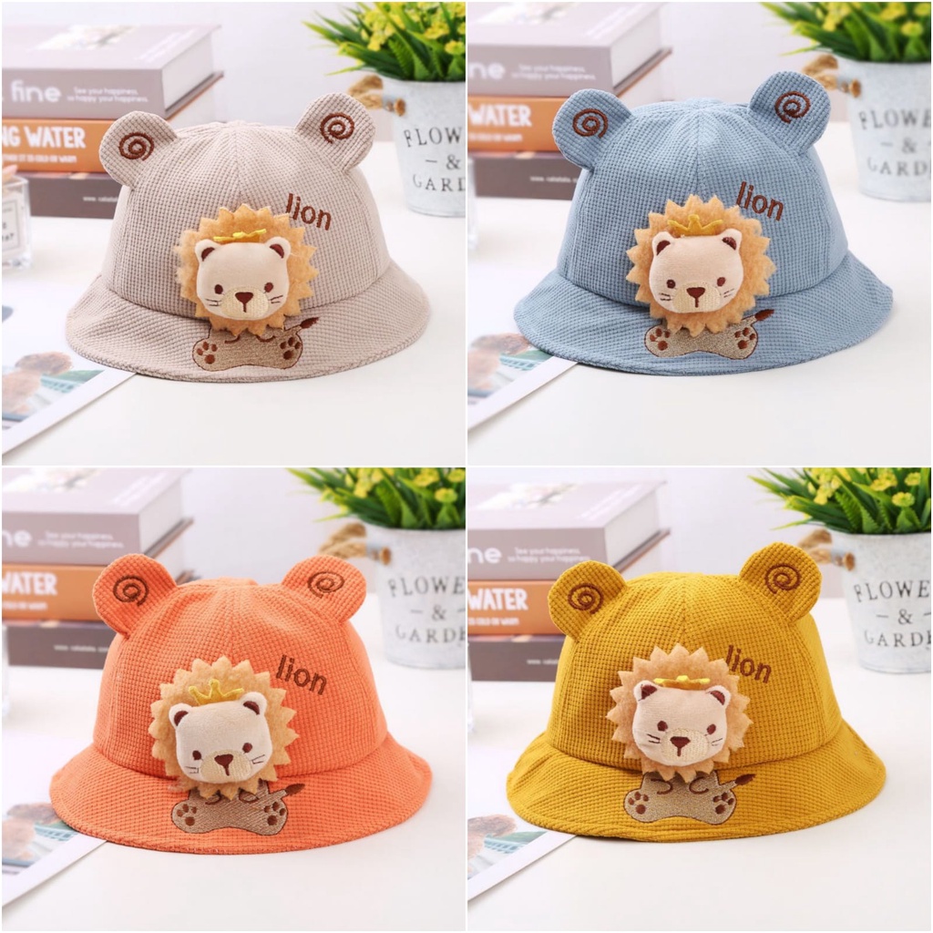 TOPI BUCKET HAT ANAK UNISEX LION 3D TOPI ANAK BORDIR UNISEX CNA