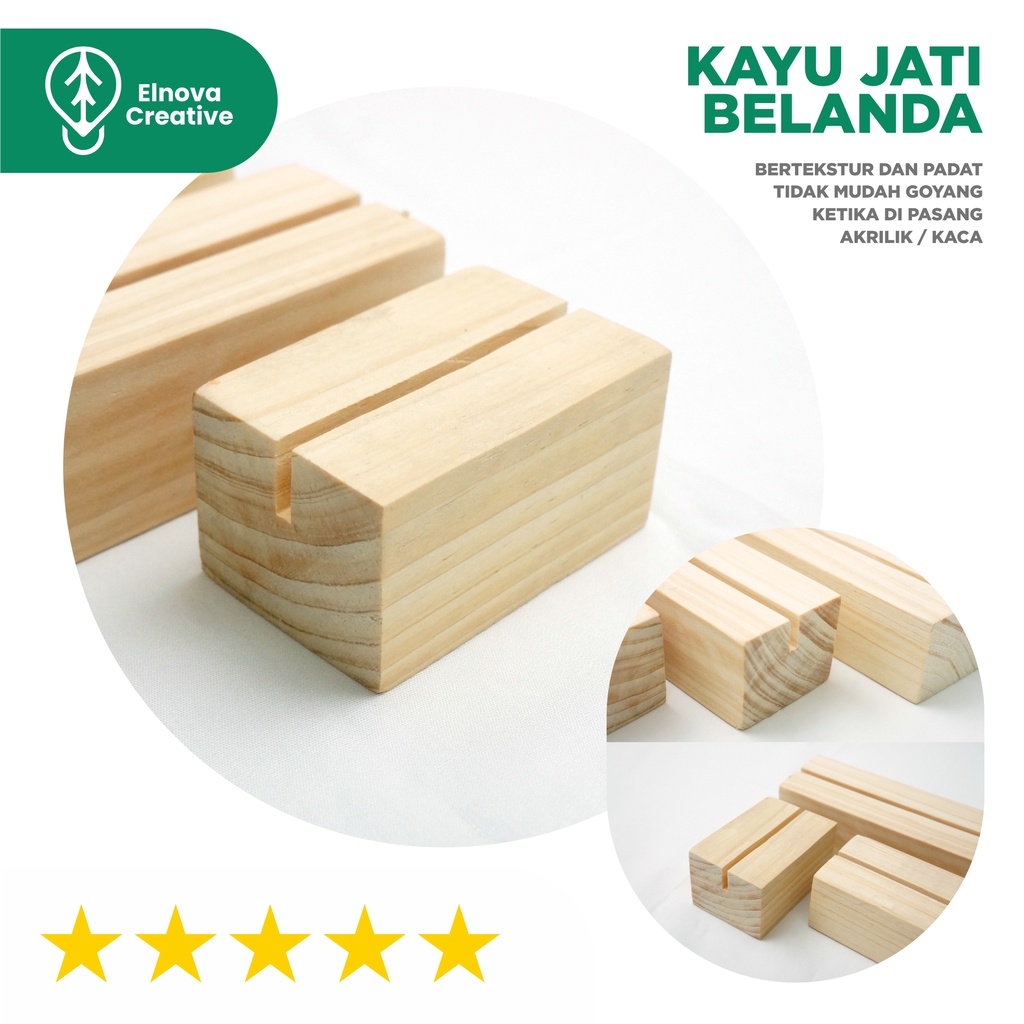 Stand kayu akrilik / mini wood holder / dudukan akrilik premium