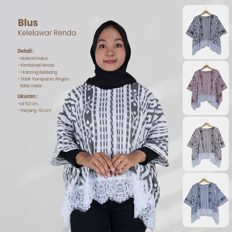 Blus Batik Kelelawar Renda Motif Etnik - Naira Batik