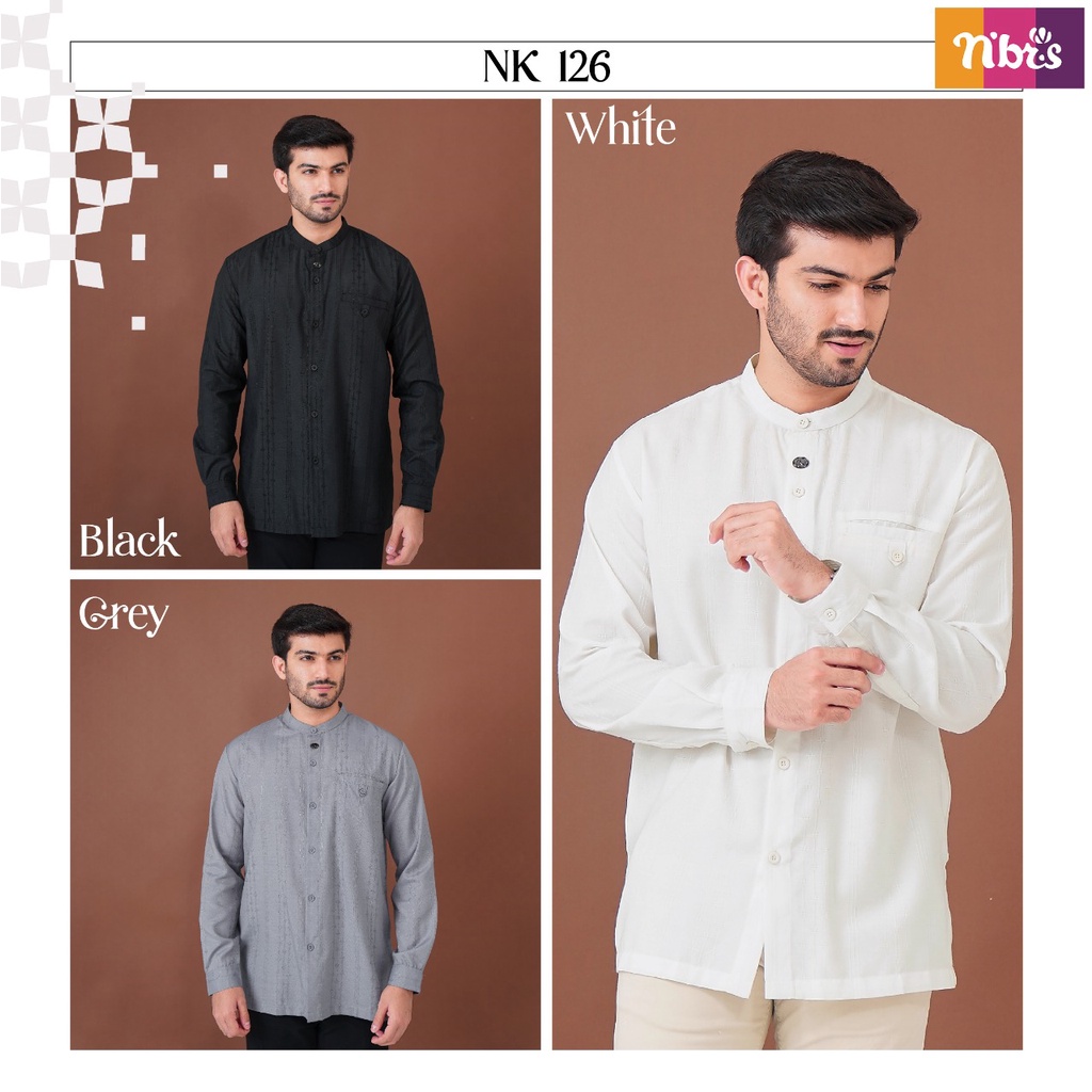 NIBRAS KOKO NK 126 BAHAN COTTON DOBBY ATASAN PRIA SIMPEL LENGAN PANJANG MODERN BY NIBRAS BISA COD