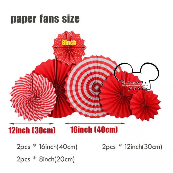 Paper Fan / Paper Fan Set 6 in 1 / Paper Fan Dekorasi / Paper Fan