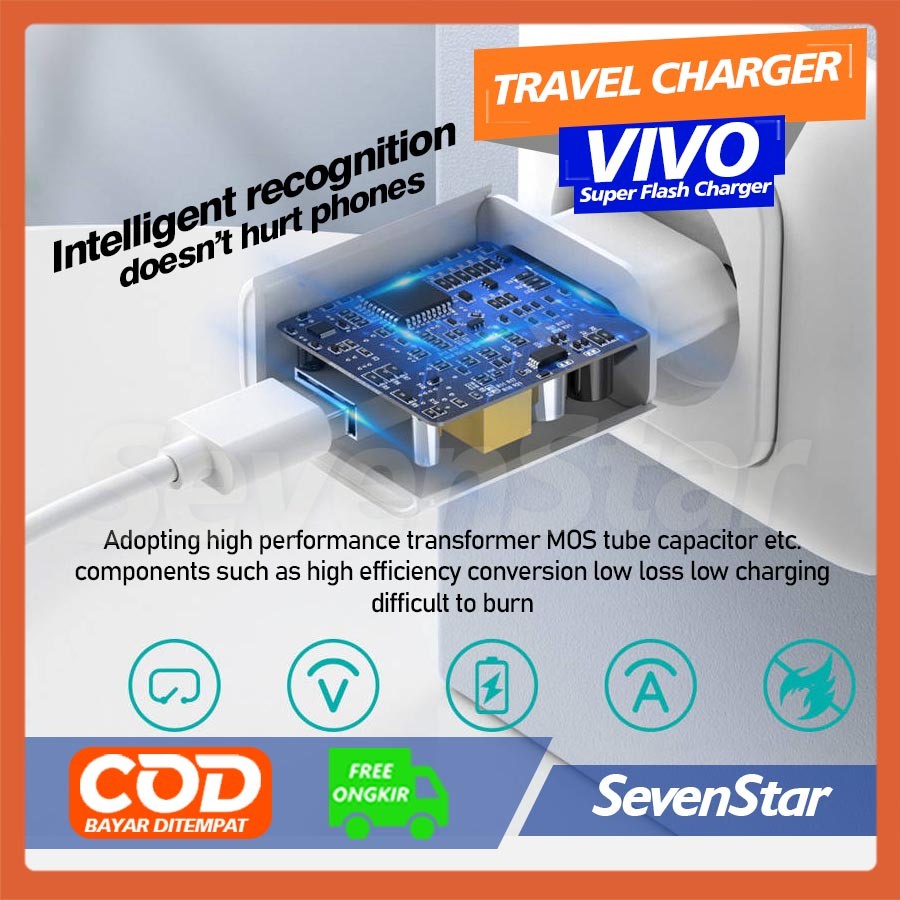 Charger Vivo Micro USB Travel Charger Fiash Charger 3.0 Putih