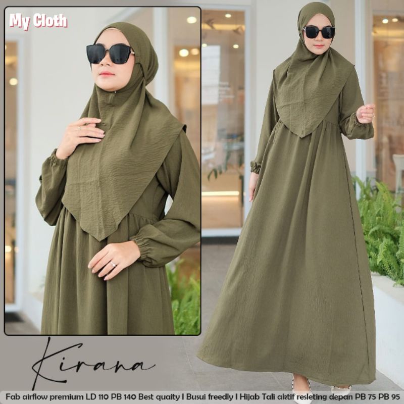 KIRANA DRESS AIRFLOW PREMIUM DRESS WANITA DRESS POLOS FREE HIJAB ORI BY MY CLOTH