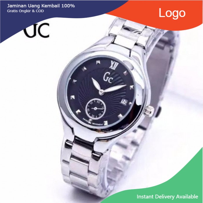 jam tangan GC GUESS COLLECTION WANITA DIAL SECOND RANTAI - silver hitam