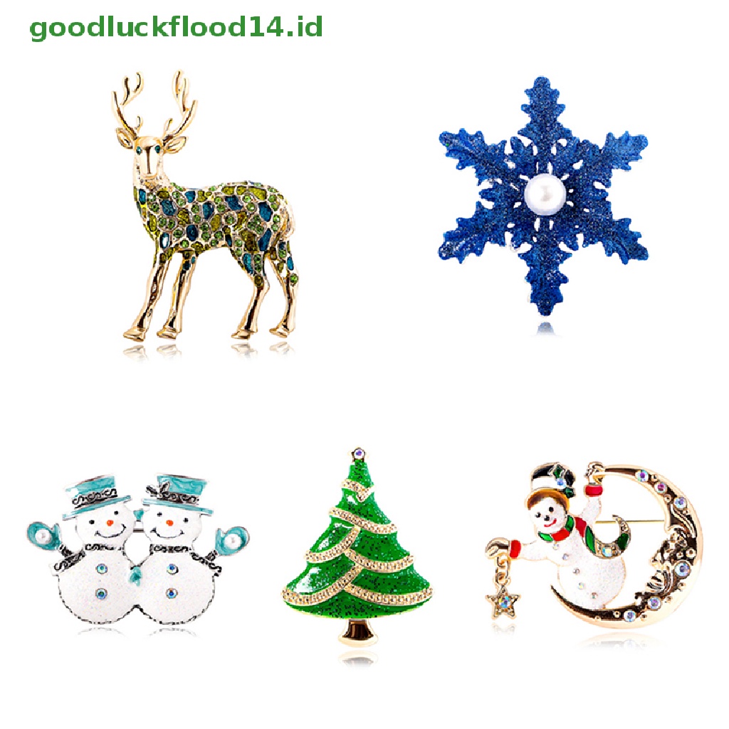 [GOOGFOUR] Indah Natal Bros Snowman Santa Claus Pin Fashion Perhiasan Hadiah Natal Dekorasi Bros [TOP]