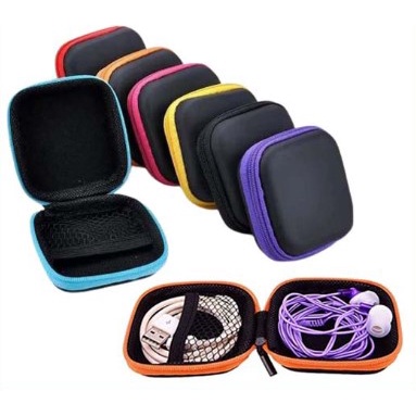 Dompet Persegi Tempat Headset Koin Kunci Kotak Penyimpanan Charger Mini / Case Organizer Travel Pouch [MF]