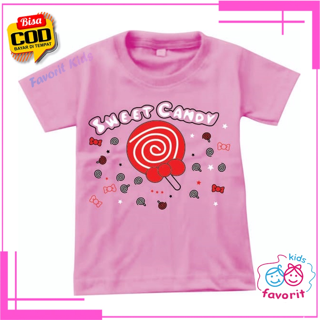Baju kaos atasan sweet candy anak perempuan lengan pendek