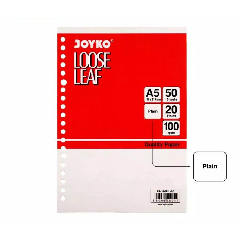 

JOYKO Loose Leaf Isi Kertas File Binder A5-100PL PLAIN - 50 Lembar