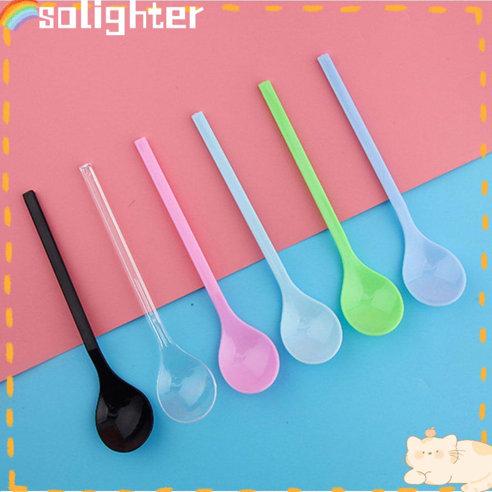 Solighter 100pcs/Pack Sendok New Milkshake Multicolor Korea