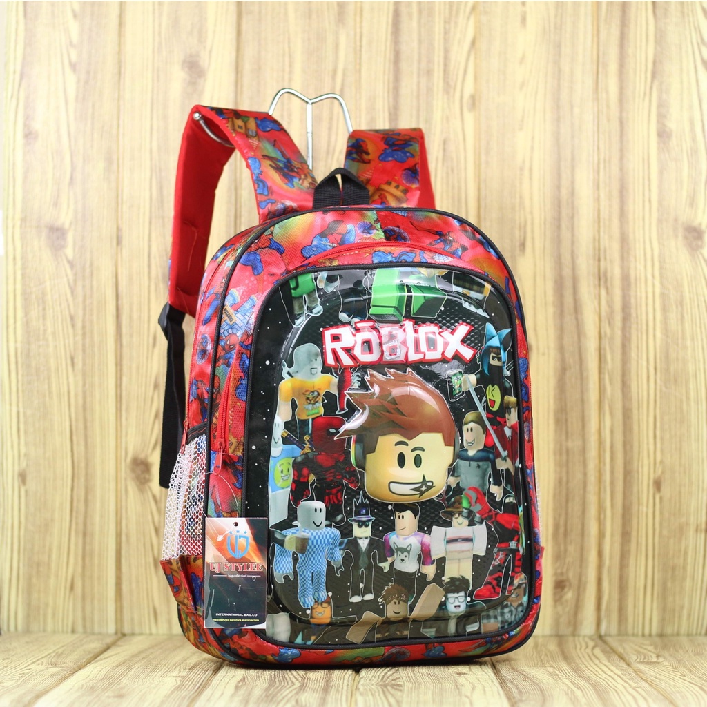 Tas Ransel Anak Cowok Lampu LED SD TK Backpack Sekolah Anak Laki-Laki Karakter Kartun Roblox 3D Merah Tas Ngaji TPA TPQ Murah Bahan Dolby