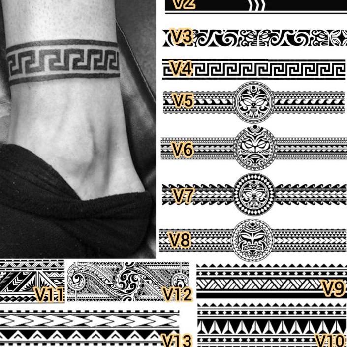 SIA297 Tato Temporer Tato tribal gelang tato gelang kaki dan tangan Stiker Tato Minimalis - V <<>>