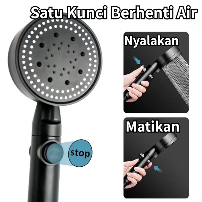 【Ready Stock 】5 Modes Kepala Shower Mandi Hitam Shower Kamar Mandi Hitam