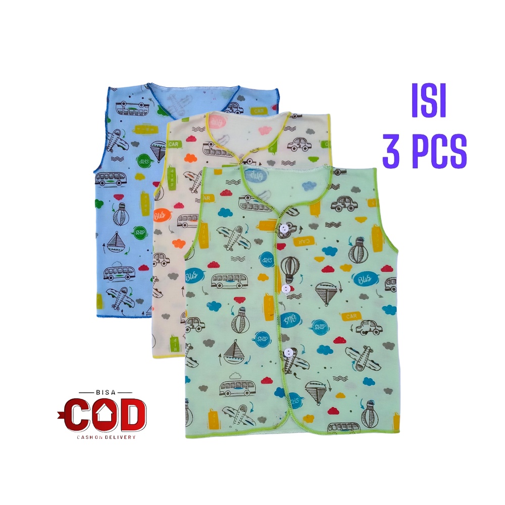 Perlengkapan Bayi Isi 3 Pcs Baju Bayi Baru Lahir Motif Sablon Pulprint