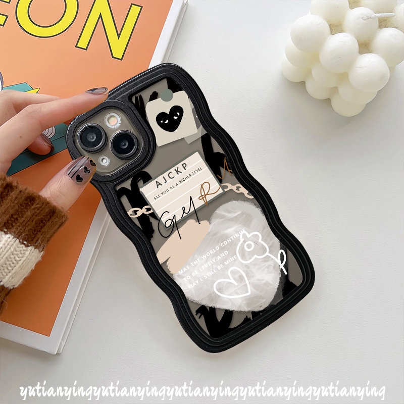 Ins Cinta Hati Casing Soft Case Realme C53 C15 5 6i 10 C25 C12 C30 C25s 8i C11 C33 8 8Pro C25Y C17 C21Y C20 C20A 9 9Pro+9i C3 7i 5i 7rendam Tepi Comme des Garcons Graffiti Cover