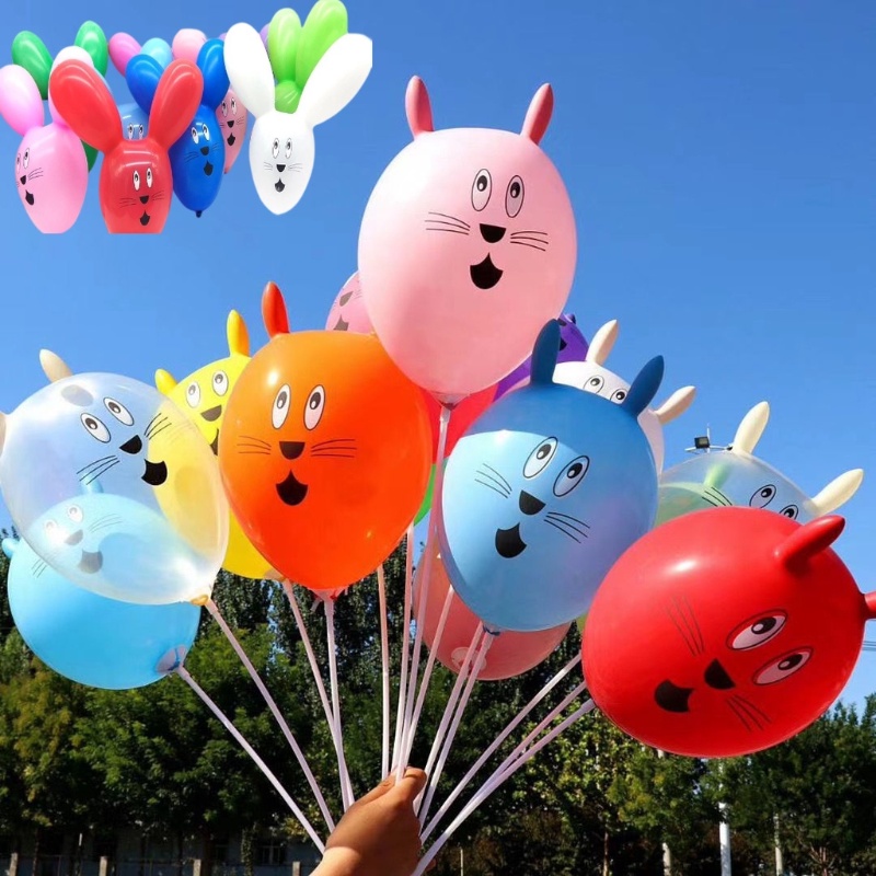 [Harga Grosir] Lucu Balon Tiup Anak Kreatif Mainan Kartun Kelinci Kepala Balon Lateks Menebal Balon Ulang Tahun Pernikahan Ulang Tahun Hari Anak Pesta Dekorasi