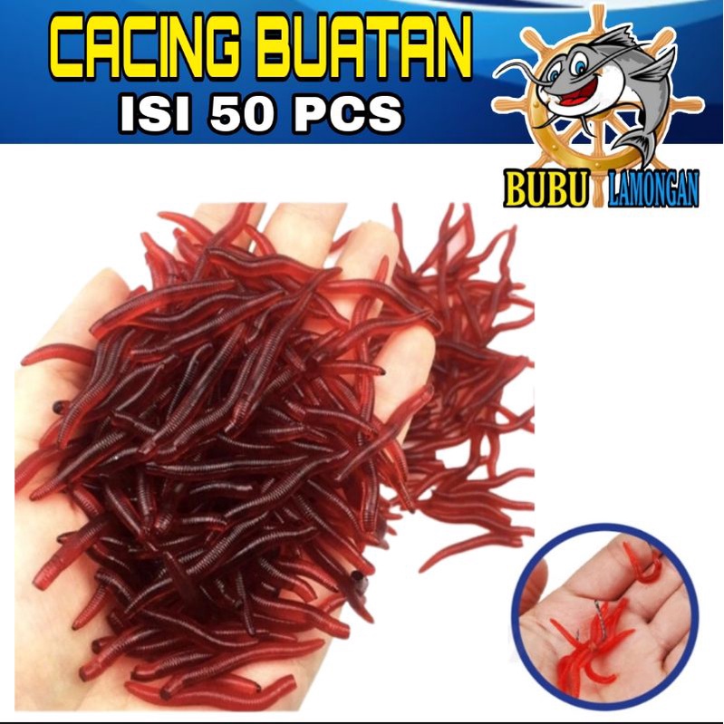 50 pcs cacing buatan/umpan mancing