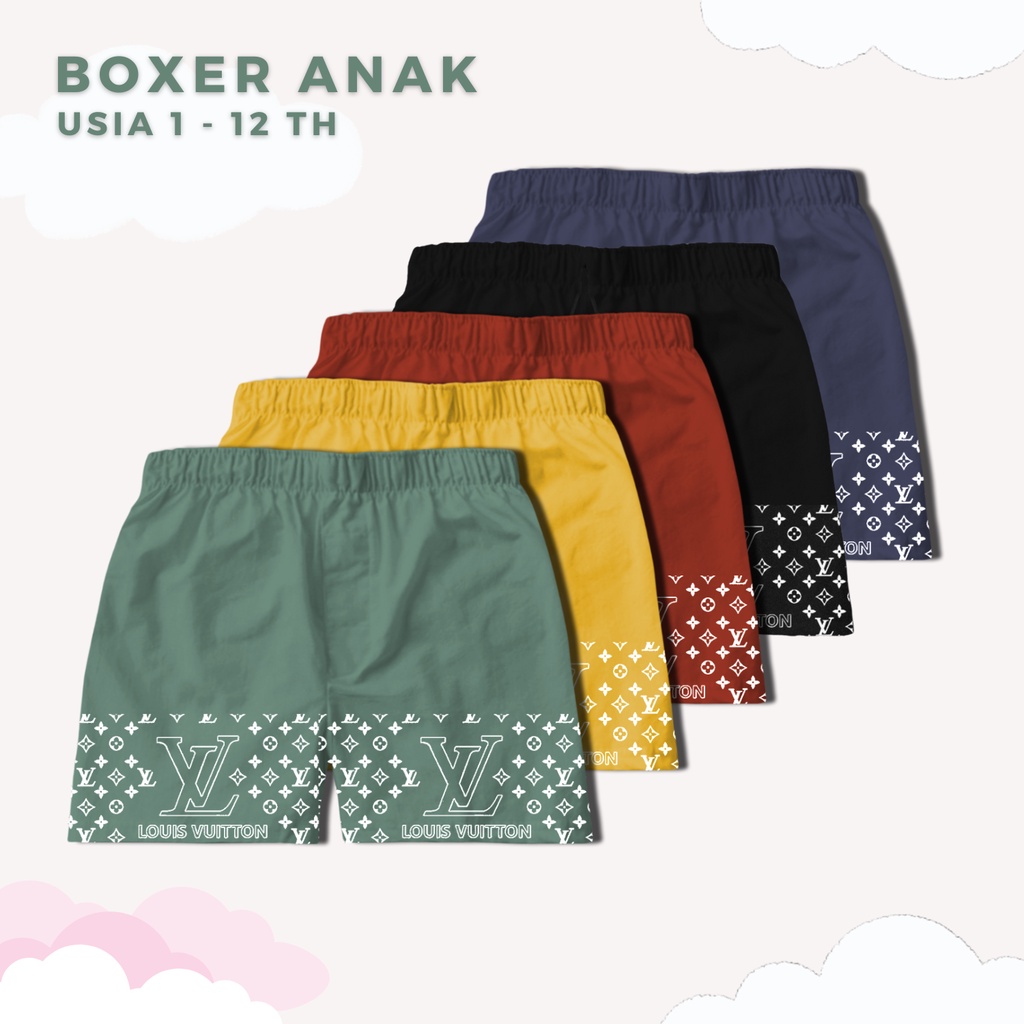 Boxer anak laki laki dan perempuan| Celana pendek anak-anak|  Pakaian dalam boxser umur 1 sd 12 tahun| Celana dalam kolor bokser bahan katun import untuk anak balita dan tanggung - BA02