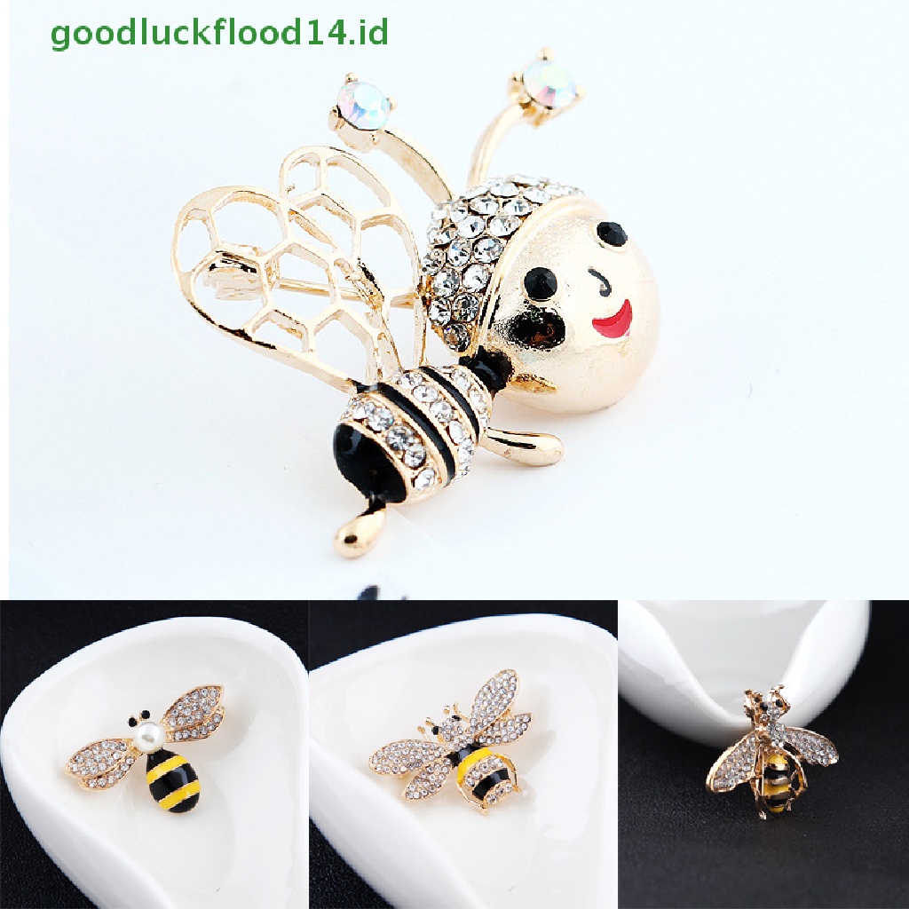 [GOOGFOUR] Mode Enamel Kristal Lebah Bumblebee Serangga Bros Pin Korsase Perhiasan Elegan [TOP]