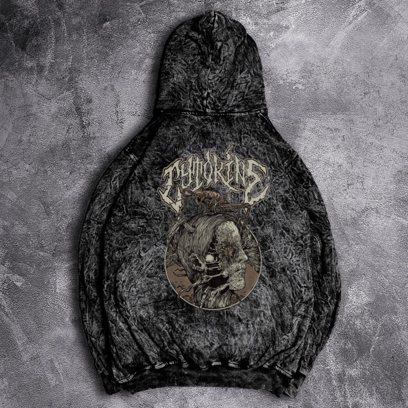 Jaket Pria Hoodie Sandwash Motif Human Casual Good Brand Quality Washed Grey