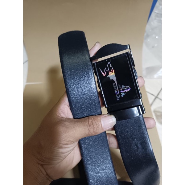 ikat pinggang peria wanita kulit sintetis ikat pinggang model jepit hitam