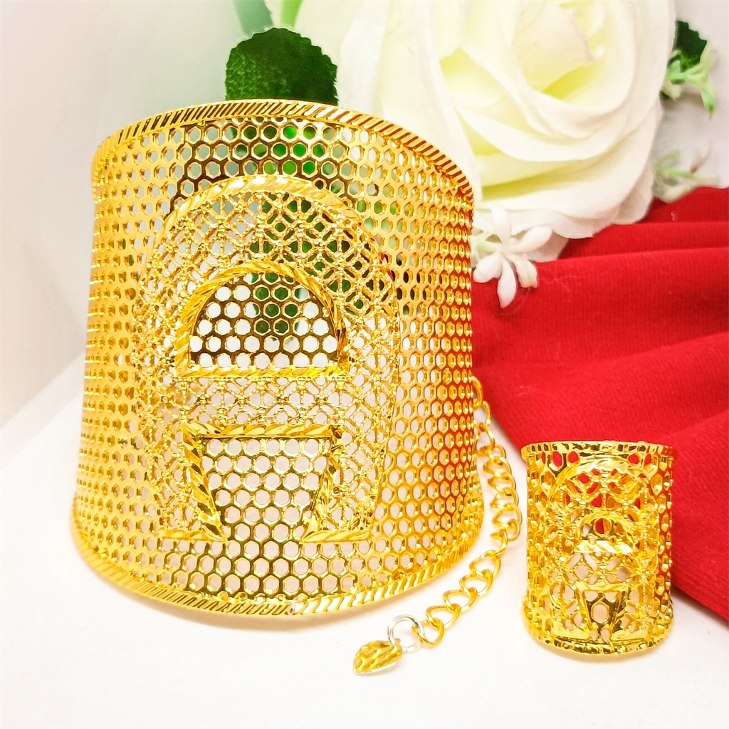 Gelang kendari Gelang Tangan Xuping Terbaru Dubai Perhiasan lapis Emas 24k Wanita Motif Bangle