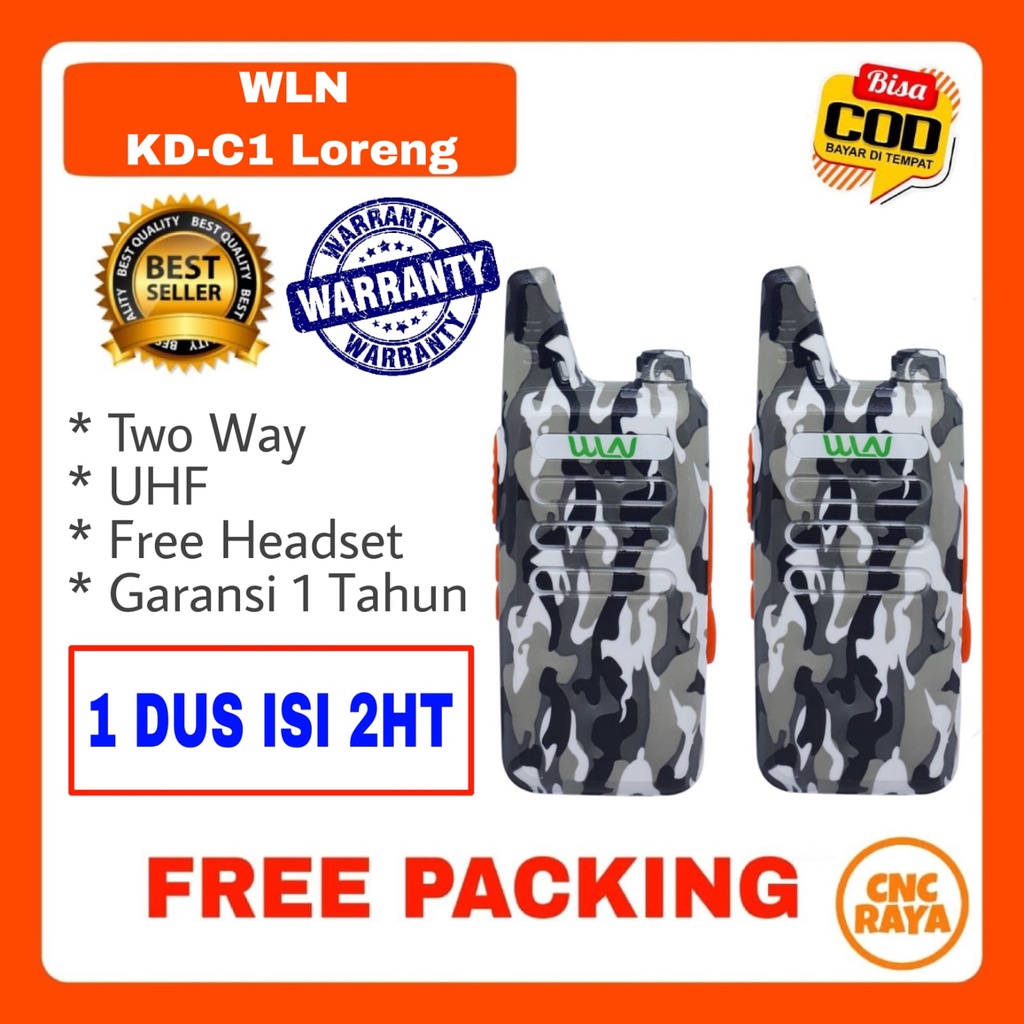 HT WLN KD C1 Loreng Putih (isi 2 HT) FREE EARSET Single Band UHF (5watt) Garansi 1 Tahun Two Way Walkie Talkie | H T WLAN KD-C1 Army Handy Talky | Hate KDC1 2 Arah UHF Walky Talky | Toko Radio Komunikasi