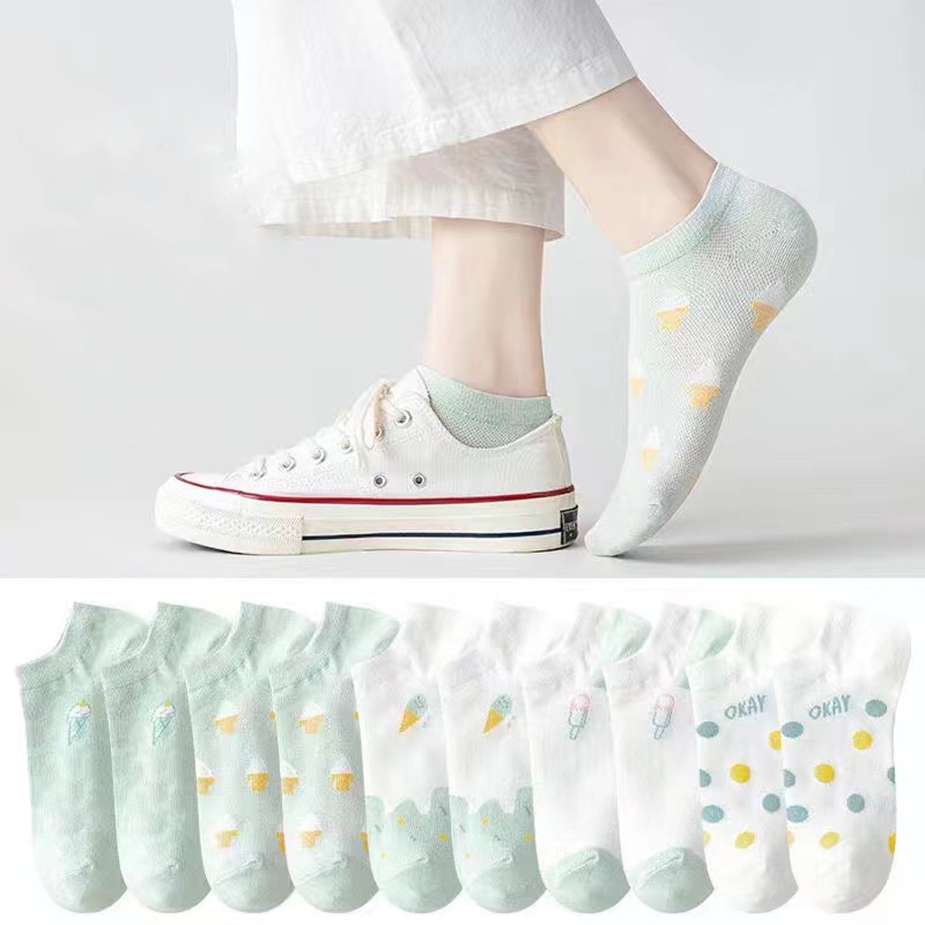 GTB Kaos Kaki Wanita Motif Ice Cream Kaoskaki Fashion Korea Women Sock Import KK028