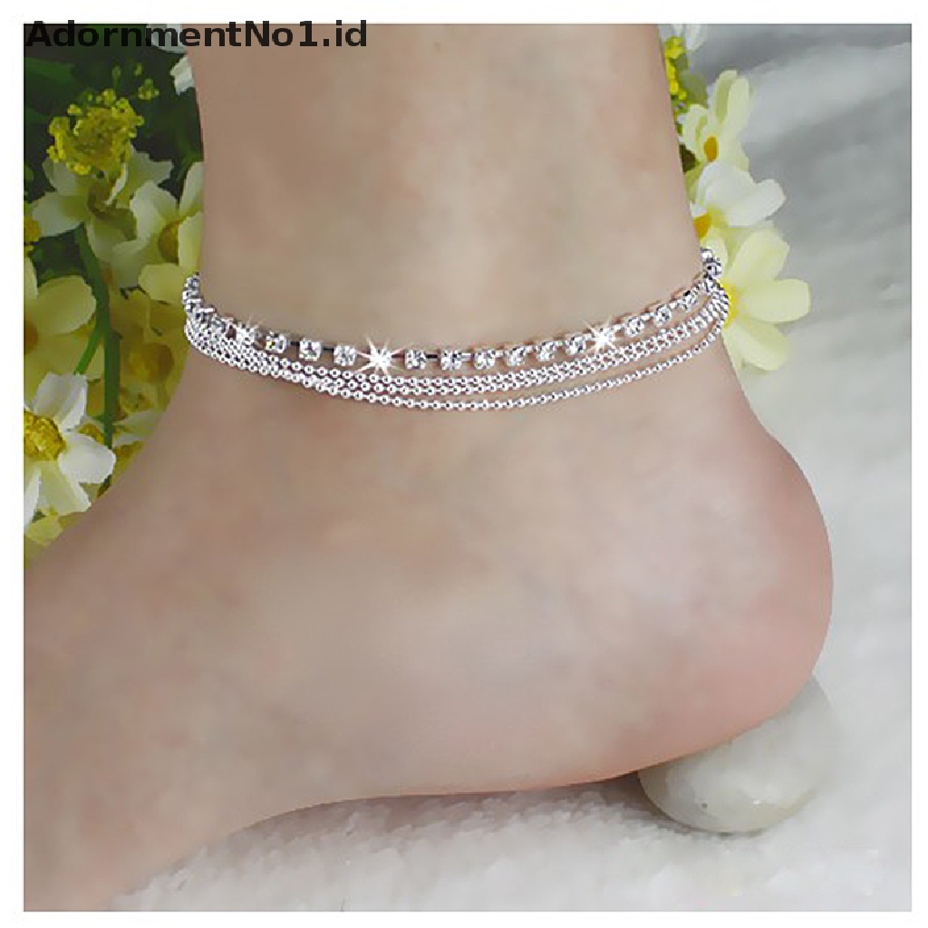 [AdornmentNo1] Bohemian Womens 4lapis Manik-Manik Kristal Sandal Gelang Kaki Ankle Chain Foot Jewelry [ID]