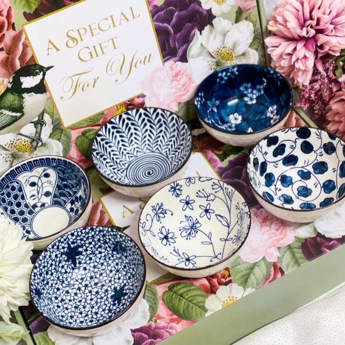 Flower Gift Box Japanese 6 Bowls | Mangkok Keramik