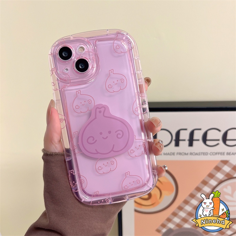 IPHONE Casing Kompatibel Untuk Iphone14 13 12 11 Pro Max X Xr Xs Max8 7 6 6s Plus Pink Garlic Phone Case Tanpa Bracket Penebalan Shockproof Protection Camera Soft Case Cover Pelindung