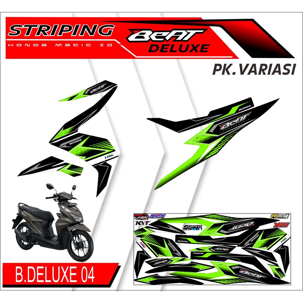 Striping Beat Deluxe - Sticker Striping List Variasi Motor Beat Deluxe Motif Racing #honda beat delu