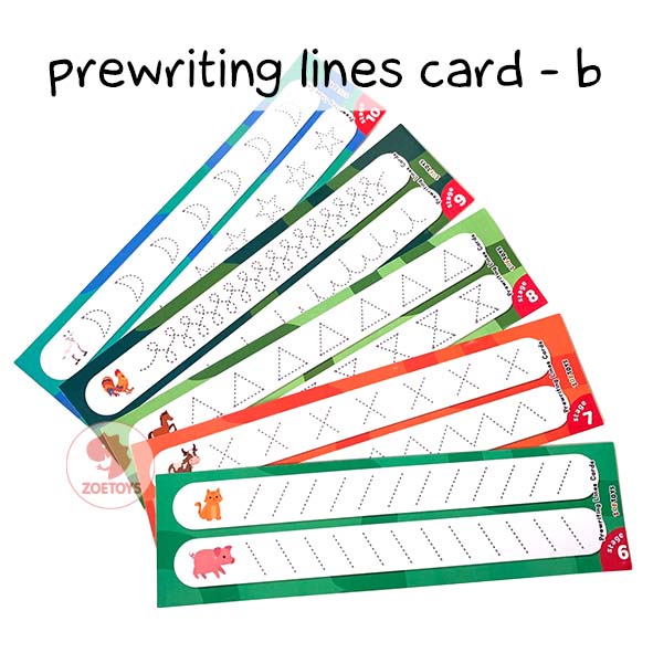 Zoetoys Prewriting Lines Card | Belajar Persiapan Anak Siap Menulis Reusable Laminasi | Latihan Writing Line Pattern Pola Garis Flash Card Wipe and Clean Kartu Aktivitas Belajar Menulis Tracing untuk PAUD | Mainan Edukasi Anak