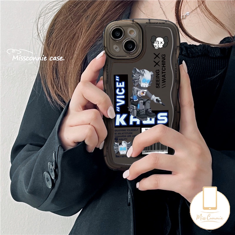 Casing Untuk Samsung A14 A04 A53 A32 A04s A12 A13 A21s A52 A22 A52s A03s A04E A23 A50 A50s A11 A33 A02s A31 A30s A20 A51 M22 Fashion Kartun Beruang Kekelent Kaws Wavy Edge Soft TPU Case