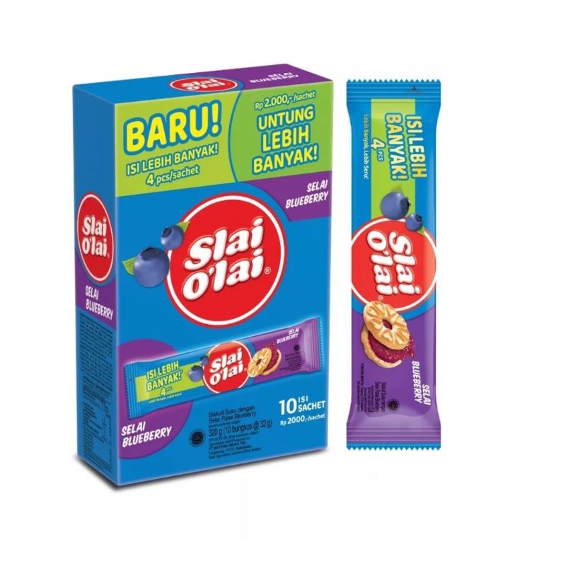 

Slai O'lai Boks Isi 10 Sachet Rasa Blueberry Isi Lebih Banyak