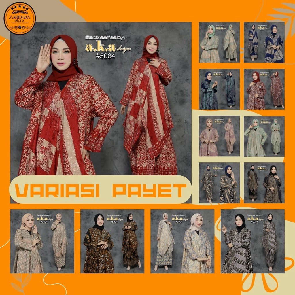 5084 Setelan Rok Batik Baby Viscose Premium Semi Sutra V Payet Instan Rok Langsung A.K.A Design